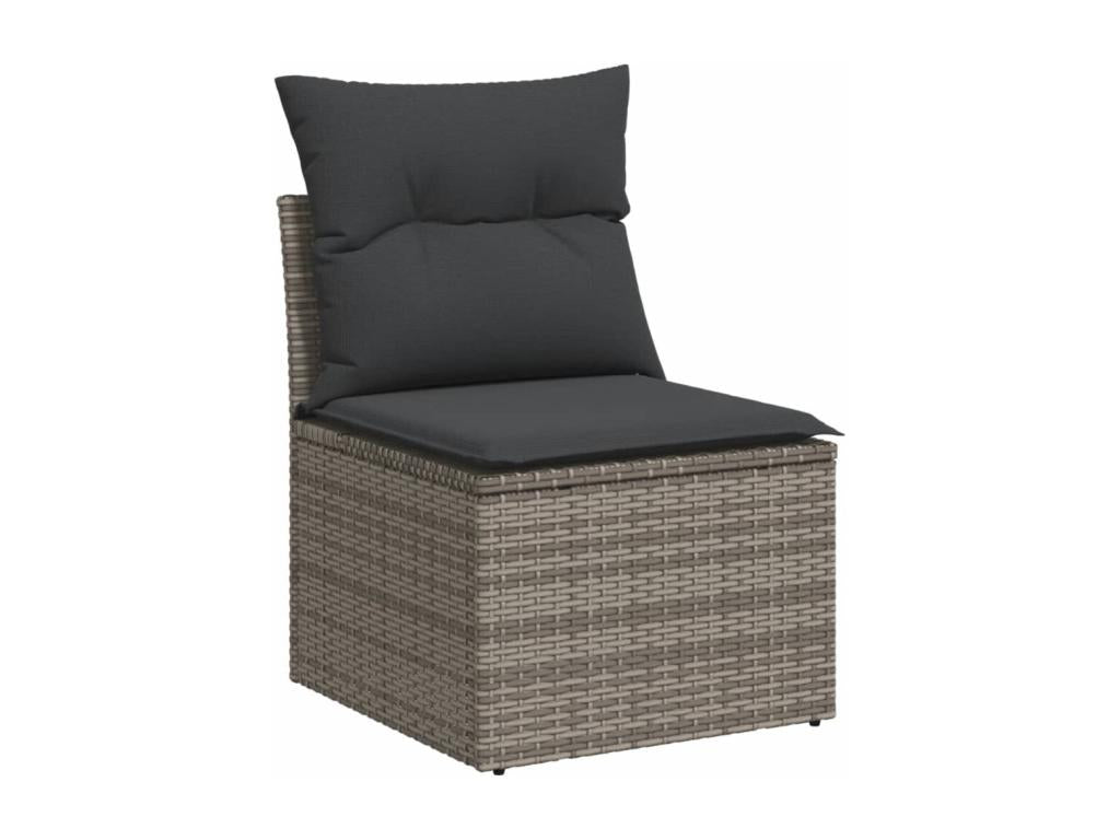 Salon de jardin 9 pcs avec coussins gris résine tressée PUQN25668