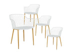 Chicyla - Lot de 4 Fauteuils Blancs Pieds Effet Bois Verni CKGV96800