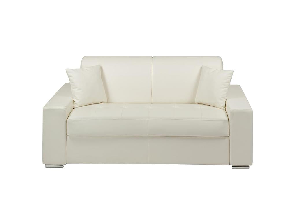 Canapé 2 places convertible express en simili Chicyla - Blanc - Couchage 120 cm - Matelas 18 cm UAMN11015