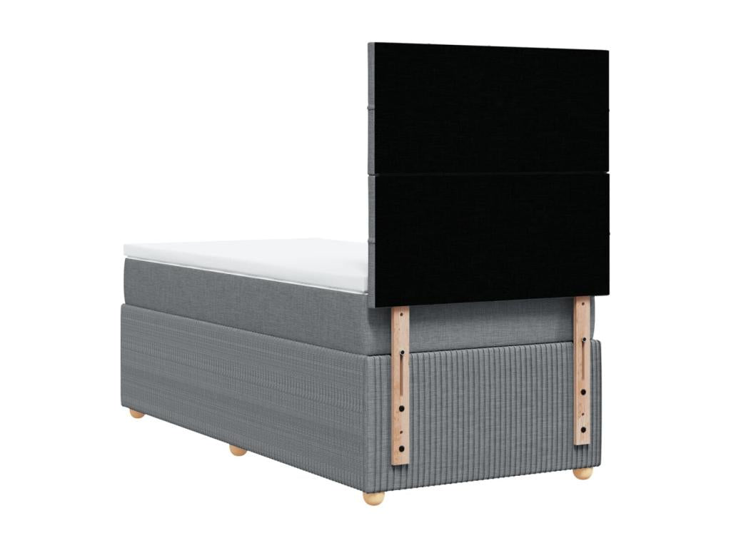 Sommier à Chicyla de lit avec matelas gris clair 80x200 cm tissu QMFX00476