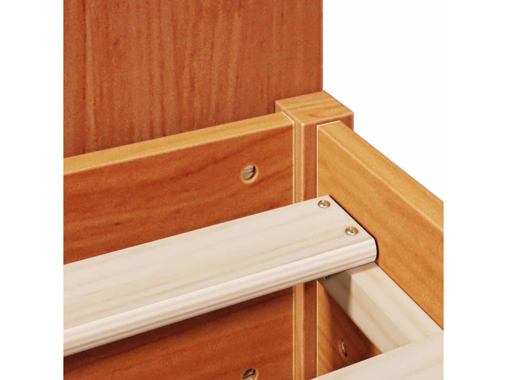 Lit bibliothèque sans matelas cire marron 90x190 cm pin massif EWBI76496