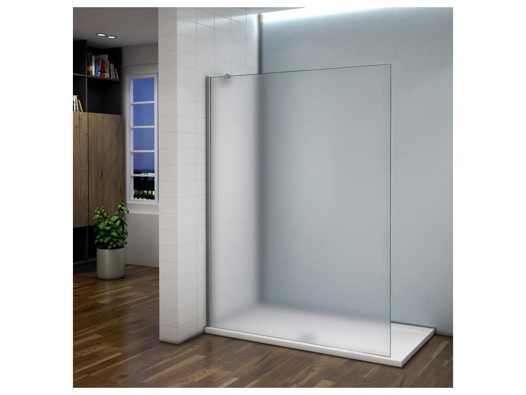Paroi de douche à l'italienne 100x200cm - 8mm verre trempé sablé - Avec barre de fixation d'angle 45cm JAXM26830