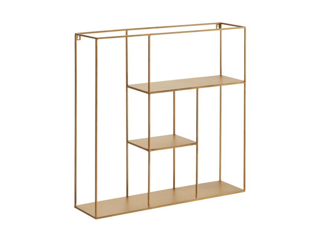 Étagère Murale 68x68x17 cm Carré Métal Moderne Pour Mur Flottante Or HAGH27297