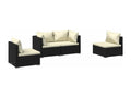 Salon de jardin 4 pcs avec coussins Résine tressée Noir KUHO89757