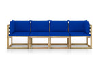 Canapé de jardin 4 places avec coussins bleu MLRI91153