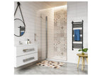 Porte de douche 90x185cm avec receveur de douche blanc 90x70x3cm porte de douche pivotante et pliante en verre securit anticalcaire PNFP42911