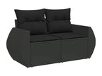 Salon de jardin 10 pcs avec coussins noir résine tressée WFHH27445