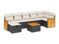 Salon de jardin 8 pièces avec coussins noir résine tressée HJLS69042