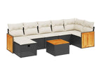 Salon de jardin 8 pièces avec coussins noir résine tressée HJLS69042