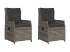 Chaises inclinables de jardin lot de 2 gris résine tressée CLYJ96576
