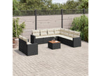 Salon de jardin 10 pcs avec coussins noir résine tressée AOHW13185