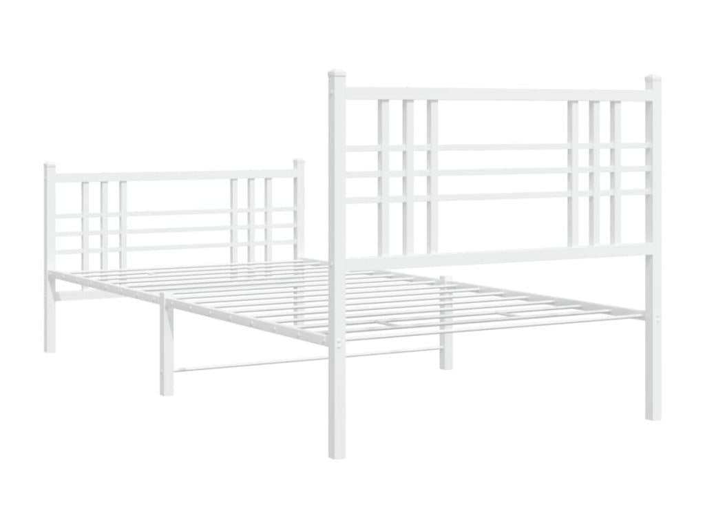 Cadre de lit métal sans matelas avec pied de lit blanc 90x190cm SHJN19845