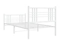 Cadre de lit métal sans matelas avec pied de lit blanc 90x190cm SHJN19845