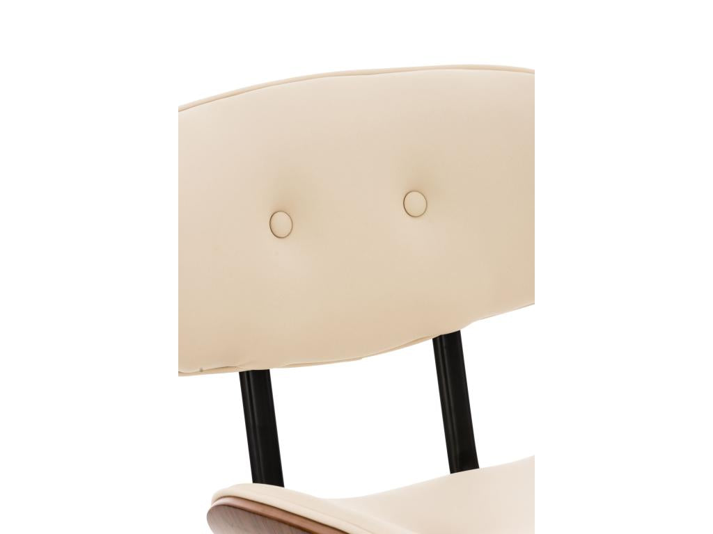 Lot de 2 Tabourets de bar - Similicuir / Métal chromé - Noyer / Crème - Sarnia NAXC71791