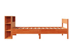 Lit bibliothèque sans matelas cire marron 90x190 cm pin massif EWBI76496