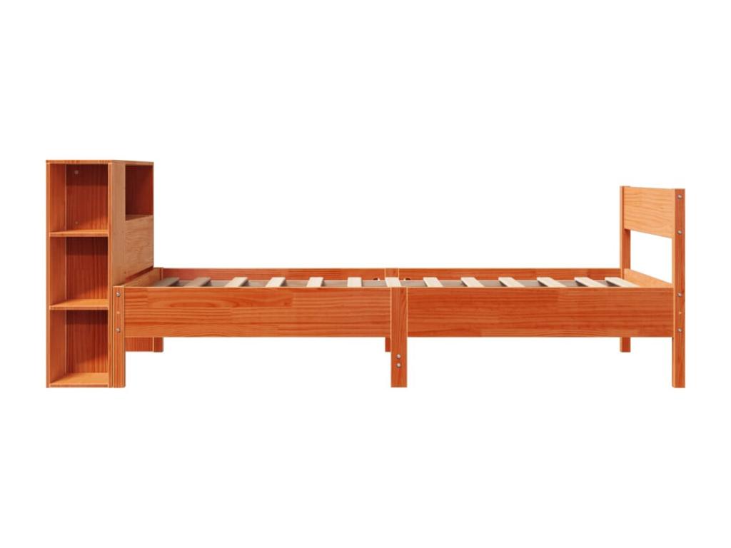 Lit bibliothèque sans matelas cire marron 90x190 cm pin massif EWBI76496