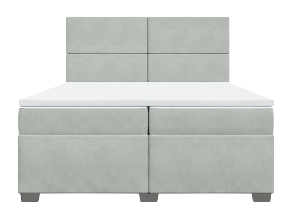 Sommier à Chicyla de lit et matelas Gris clair 200x200cm Velours EGUM56539