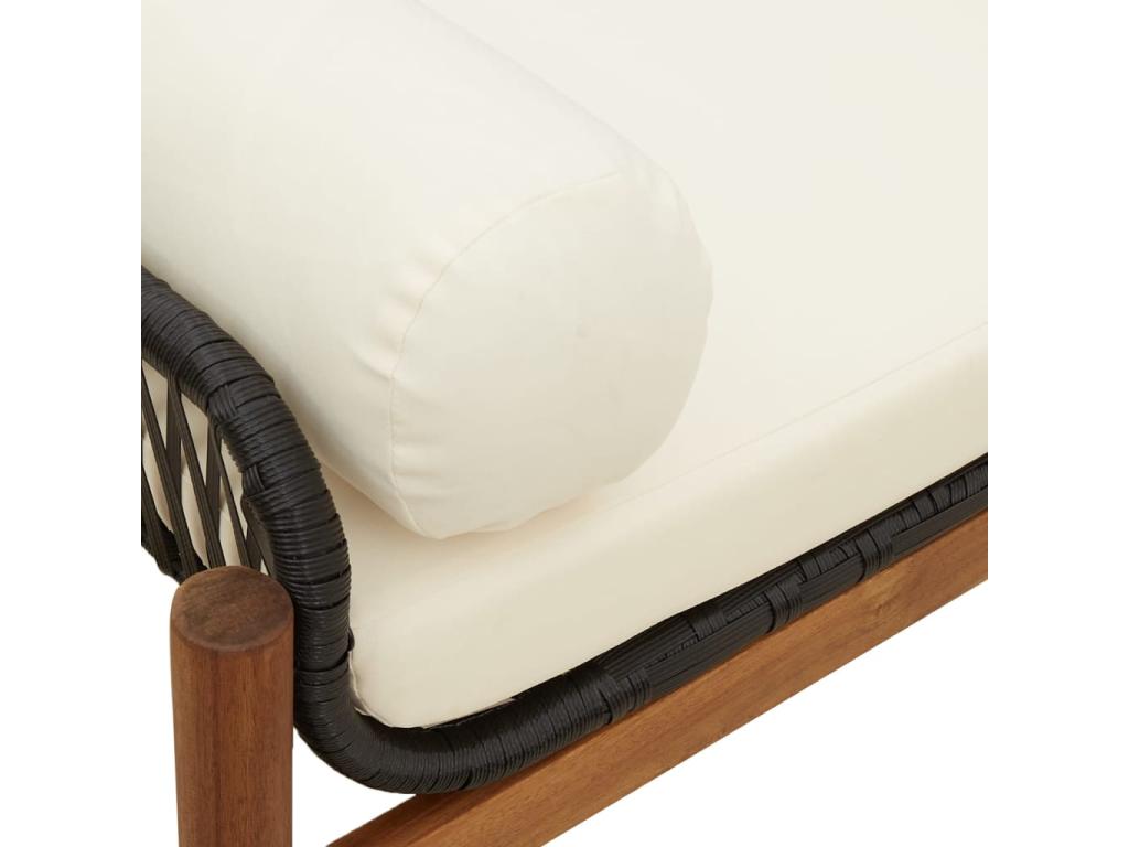 Banc de jardin avec coussin noir résine tressée Chicyla FKEB39738