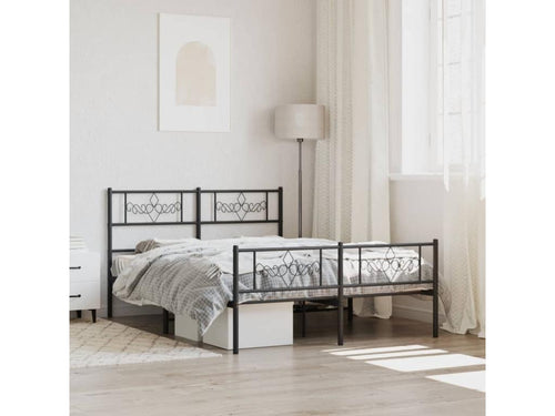 Cadre de lit métal avec tête de lit/pied de lit noir 120x200 cm QXKT63077