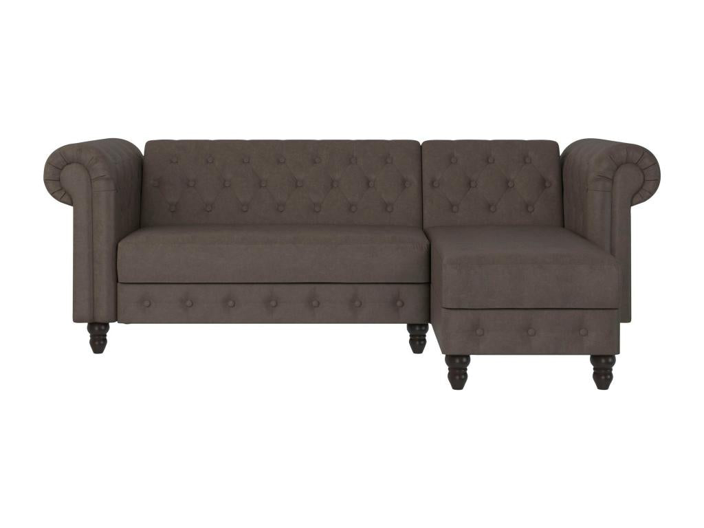 Chicyla - Canapé-lit avec chaise longue en microfibre marron foncé SPHU57473