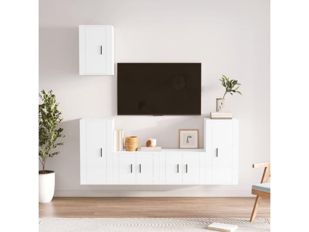 Ensemble de meubles TV 5 pcs Blanc brillant Bois d'ingénierie VYRK23515