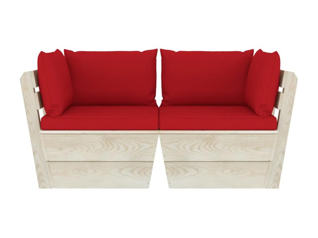Canapé palette à 2 places de jardin avec coussins Bois d'épicéa 2 ONBM16211