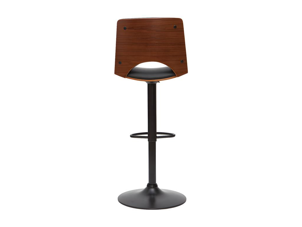 Tabouret de bar design réglable noir et bois foncé Domopure TFZE00091