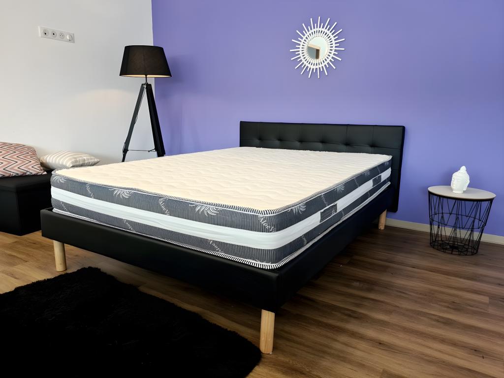 Matelas 90x200x22 cm Oreiller Mémoire Alèse - Ferme - Face Hiver Laine - Domopure rembourrage polesther - âme 10 DSMB73578