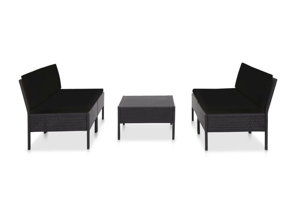 Salon de jardin 5 pcs avec coussins Résine tressée Noir 33 UPCC33640