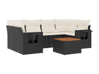 Salon de jardin 7 pcs avec coussins noir résine tressée XKYV94284