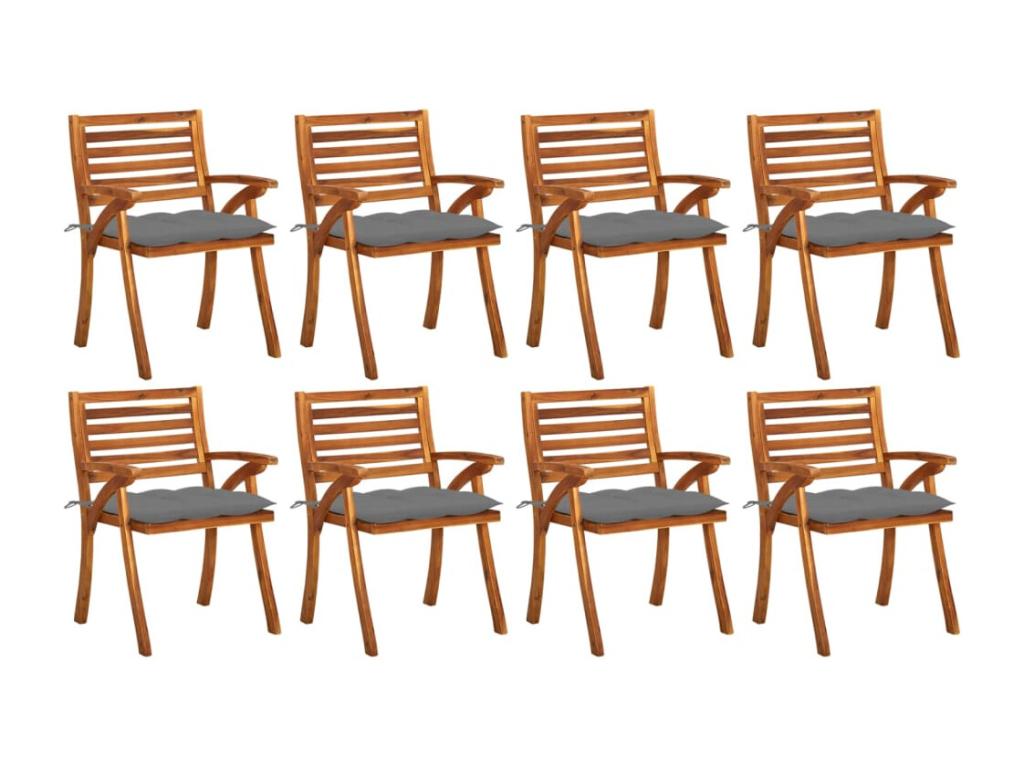 Chaises de jardin avec coussins 8 pièces Bois d'Domopure solide YQUW38472