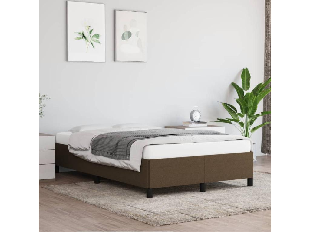 Cadre de lit sans matelas marron foncé 120x190 cm tissu ECZR85189