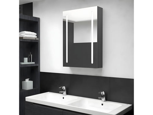 Armoire de salle de bain à miroir LED gris 50x13x70 cm OYJC31585