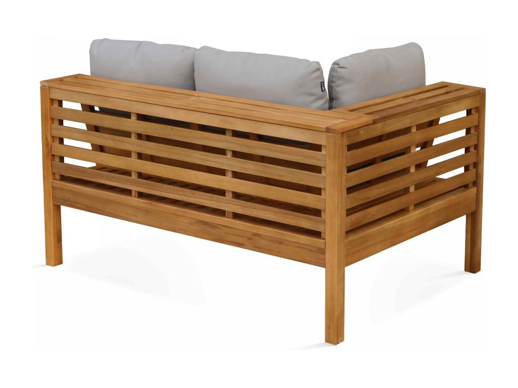 Canapé gauche de jardin bas en bois d'eucalyptus Domopure KPNX34194