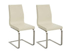 Lot de 2 chaises oscillantes - Similicuir / Acier inoxydable - Crème - Domopure CVEL08356