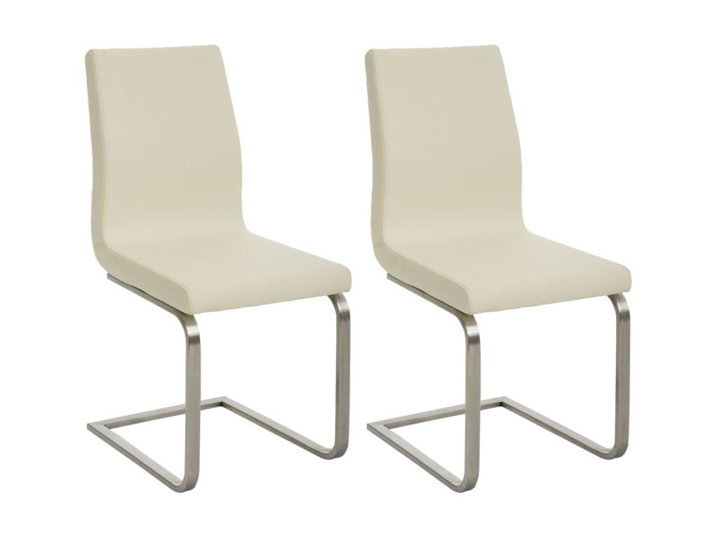 Lot de 2 chaises oscillantes - Similicuir / Acier inoxydable - Crème - Domopure CVEL08356