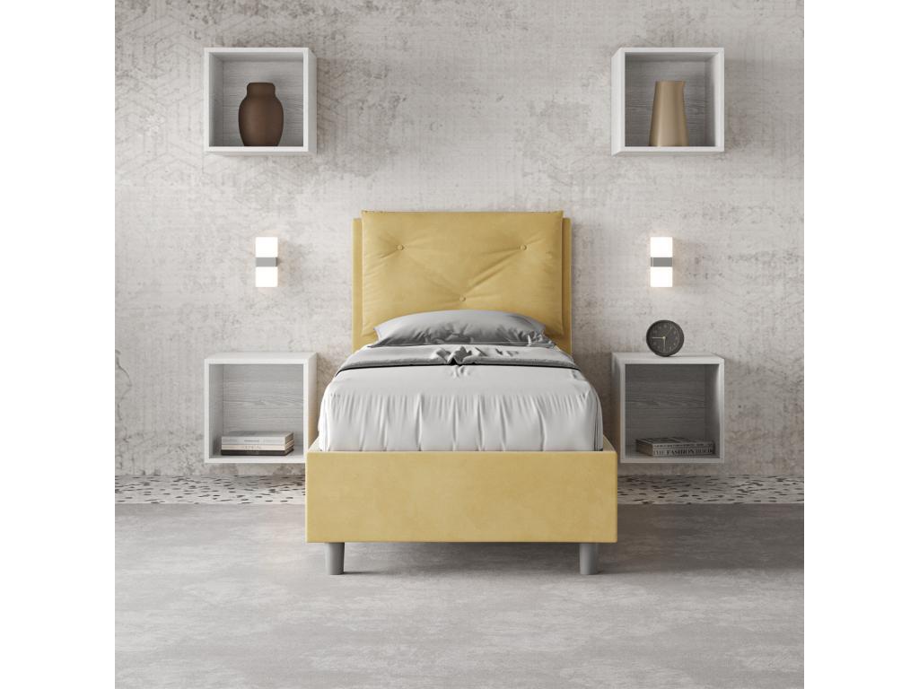 Lit coffre rembourré en microfibre Chicyla ocre 80x200 YHCS40646