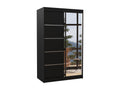 Petite armoire de chambre 2 portes coulissantes bois noir et miroir Domopure 120cm RVHV01465