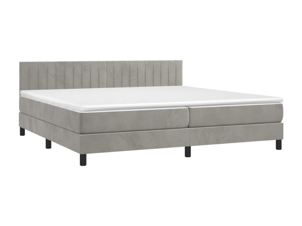 Lit à sommier tapissier et matelas Gris clair 200x200cm Velours OQFW62488