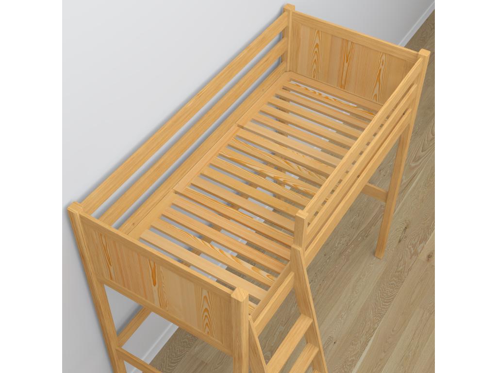 Lit mezzanine en bois N04 Pin Naturel 80x180 BGUP70268