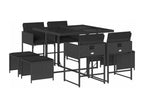 Ensemble à manger de jardin 9 pièces coussins noir résine tressée EARI41649