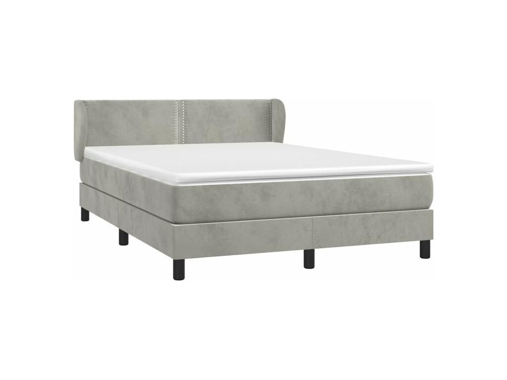 Sommier à Domopure de lit et matelas Gris clair 140x200 Velours RBMZ36074