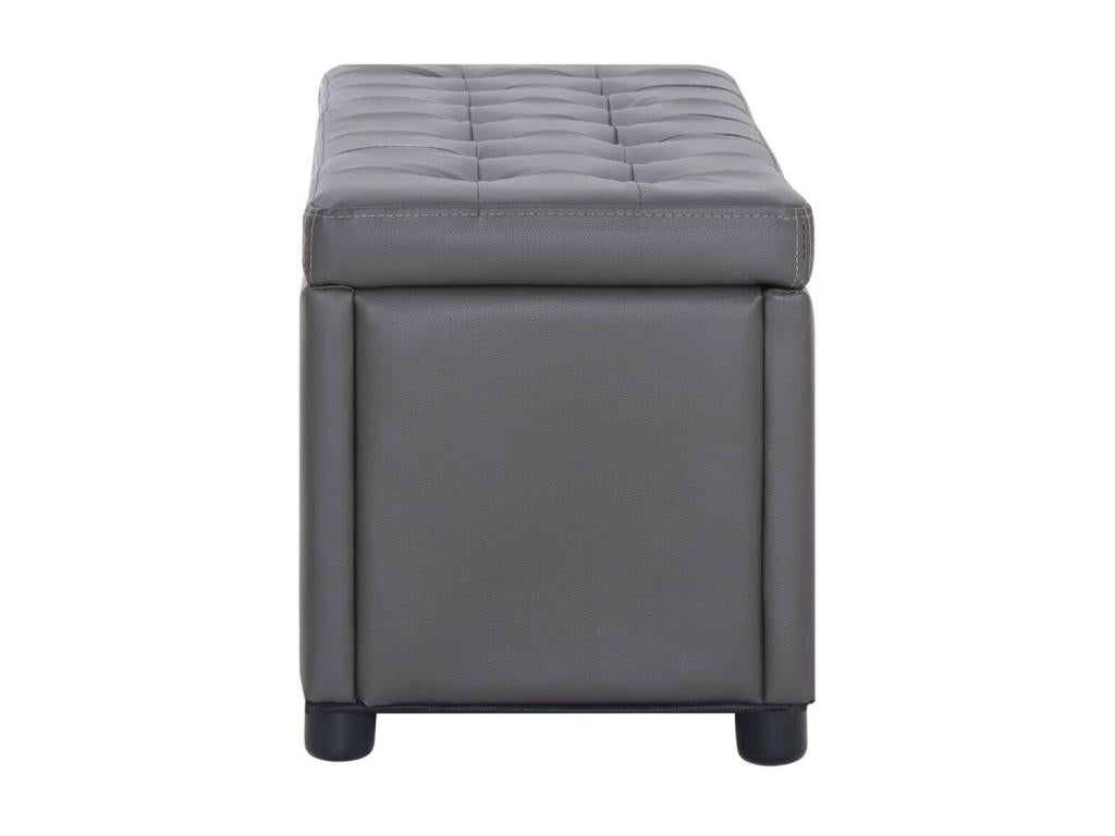 Pouf de rangement 87.5cm Gris Similicuir QPLS45406