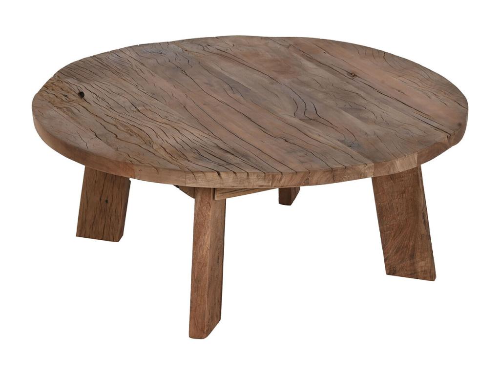 Table basse table de salon ronde en bois recyclé Couleuris marron - diamètre 90 x Hauteur 35 cm DGWG26920