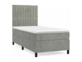Lit à sommier tapissier et matelas Gris clair 100x200cm Velours GIID08302