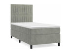 Lit à sommier tapissier et matelas Gris clair 100x200cm Velours GIID08302