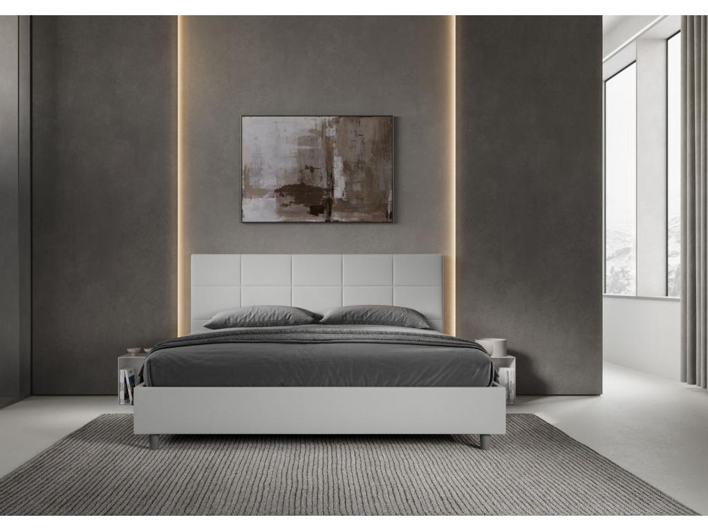 Lit Domopure size coffre rembourré 200x200 similicuir blanc Domopure CIXJ32568