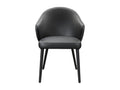 Chaise avec accoudoirs en cuir et acier - Noir - Chicyla HBMX13922