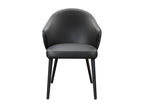 Chaise avec accoudoirs en cuir et acier - Noir - Chicyla HBMX13922