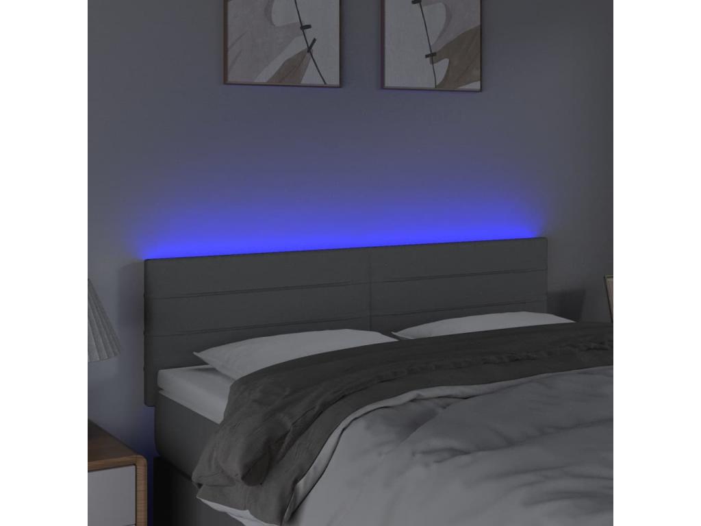 Tête de lit à LED Gris clair 144x5x78/88 cm Tissu RBCX92368